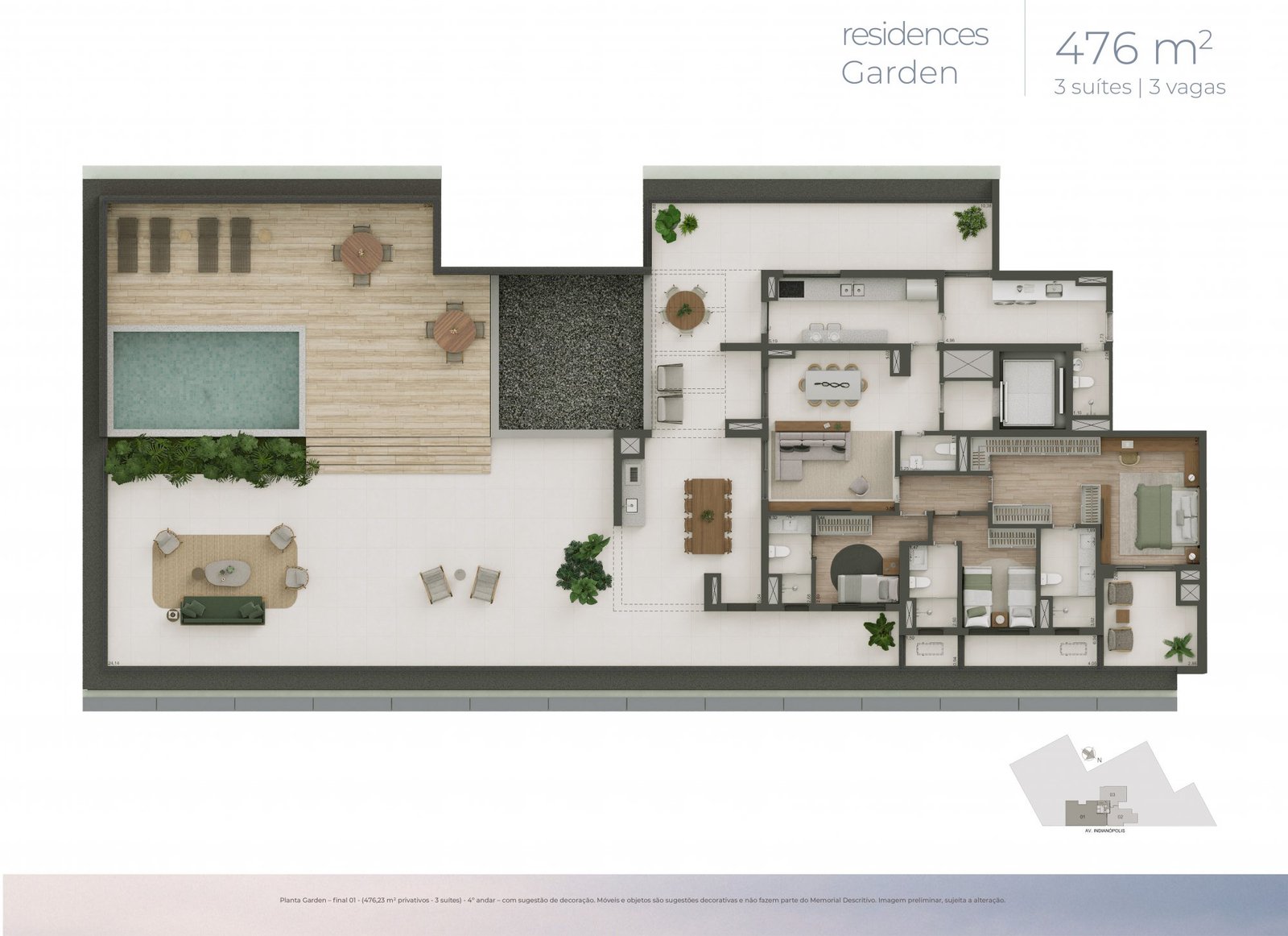 Planta Garden de 476 m²